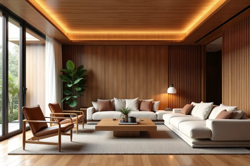 تصميم وتنفيذ ديكورات خشبية داخلية